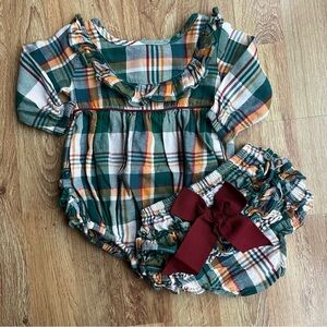 Ruffle Butts Plaid Flannel Outfit Size 3-6 Months